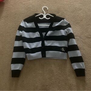 Calvin Klein Black and White Striped Sweater